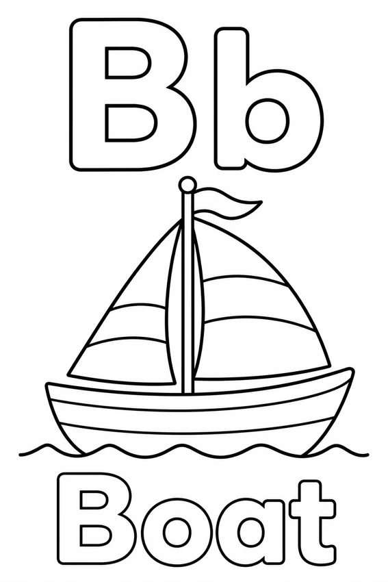 Bb — Boat colouring page