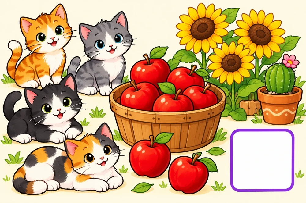 Colourful count & write preview with objects and a blank answer box