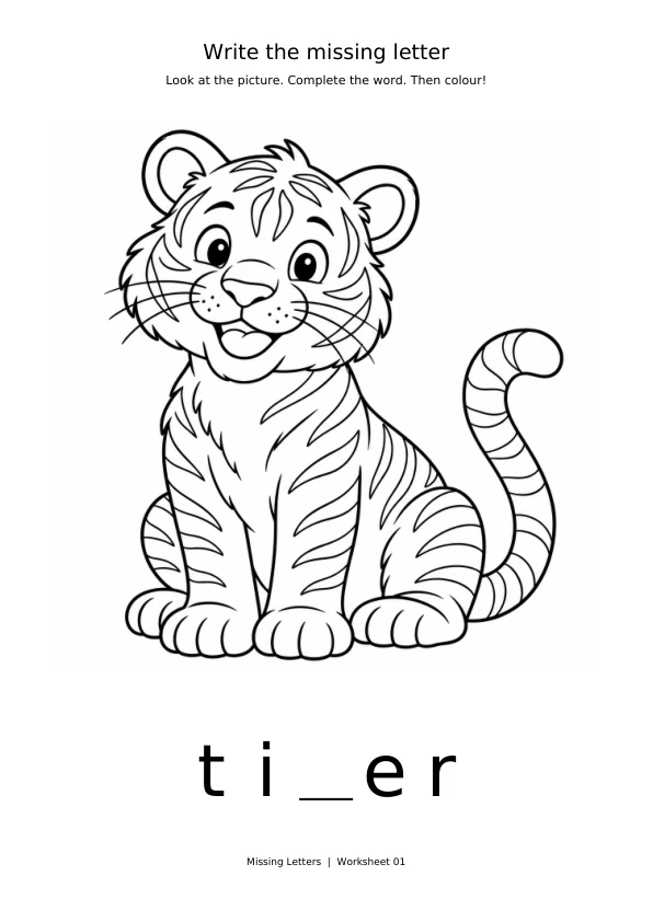 Worksheet 1: complete ti_er and colour the picture
