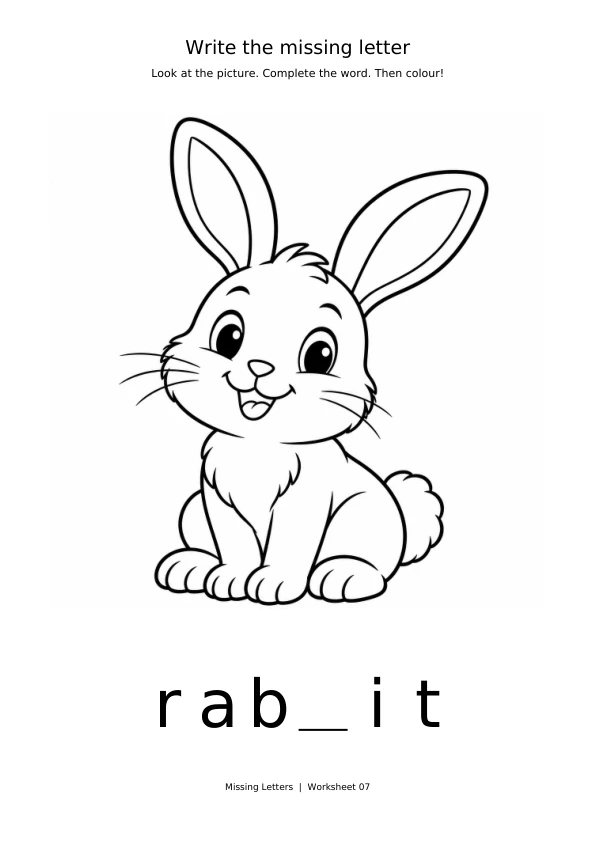 Worksheet 7: complete rab_it and colour the picture