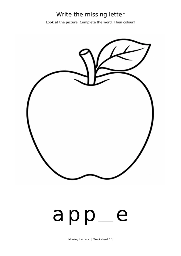Worksheet 10: complete app_e and colour the picture