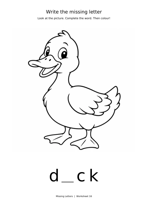 Worksheet 16: complete d_ck and colour the picture