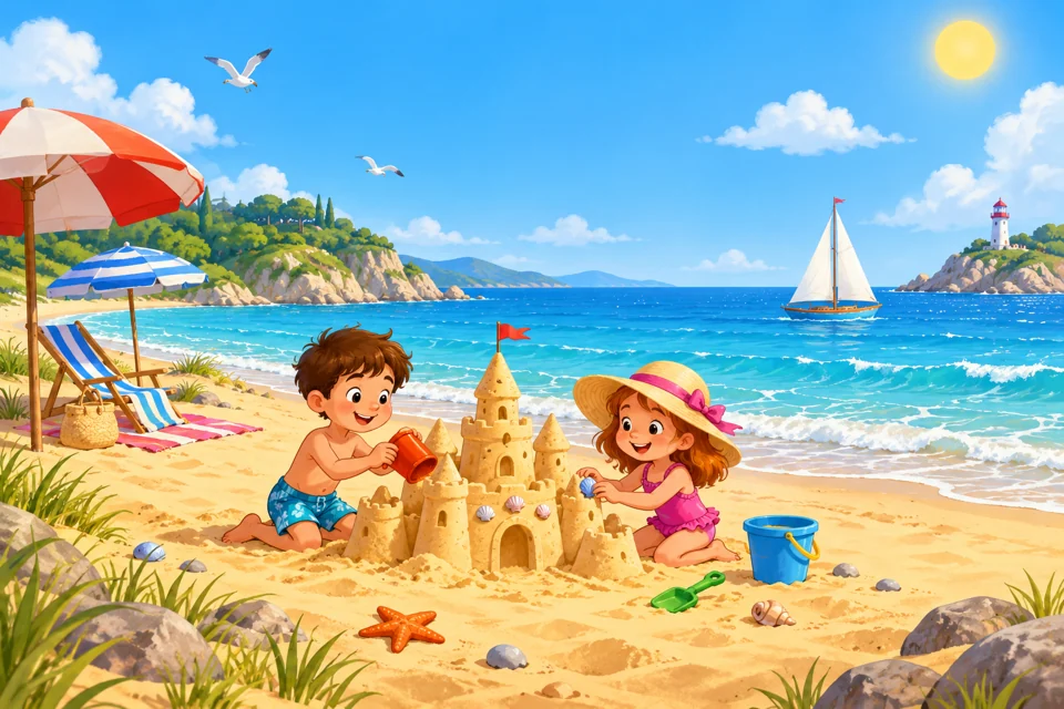 Fun at the Beach: colourful game scene