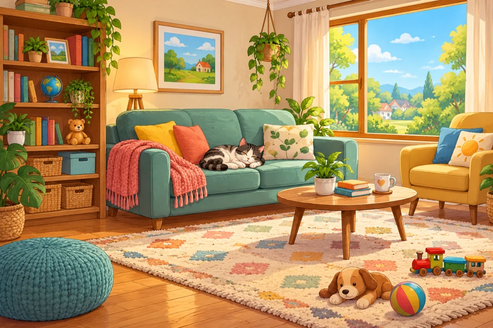 The Cosy Living Room: colourful game scene