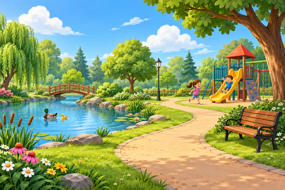 A colourful park to explore in Find the Differences