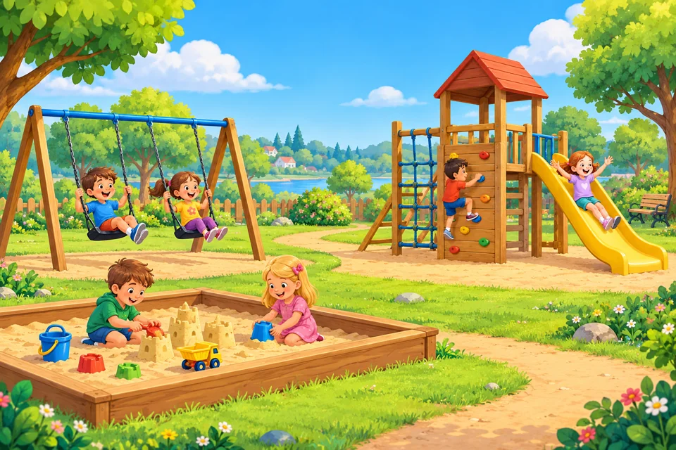 Playground Friends: colourful game scene