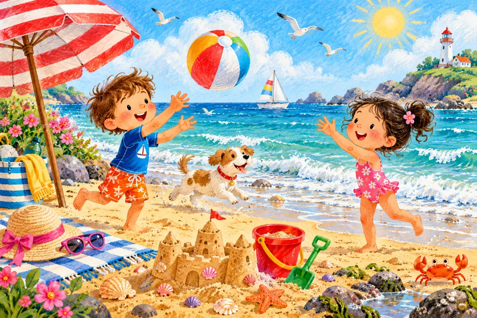 A Beach Adventure: colourful illustrated puzzle