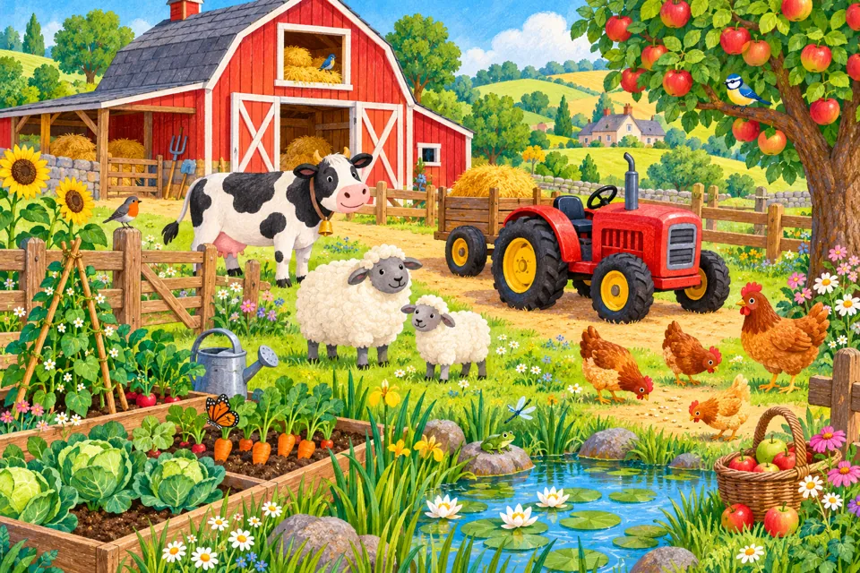 A Happy Farm: colourful illustrated puzzle