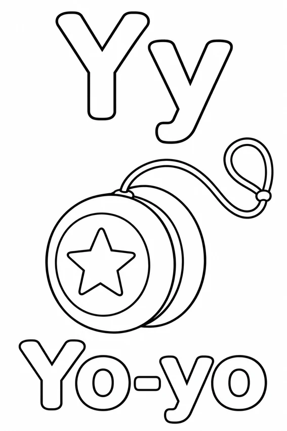 Yy — Yo-yo colouring page